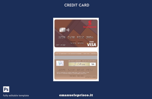 modello di carta di debito Visa Saint Lucia Scotiabank stile verificato